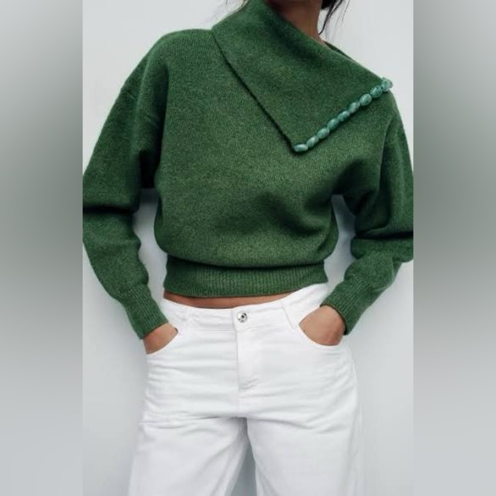 Zara Ball Trim Knit Sweater - Small